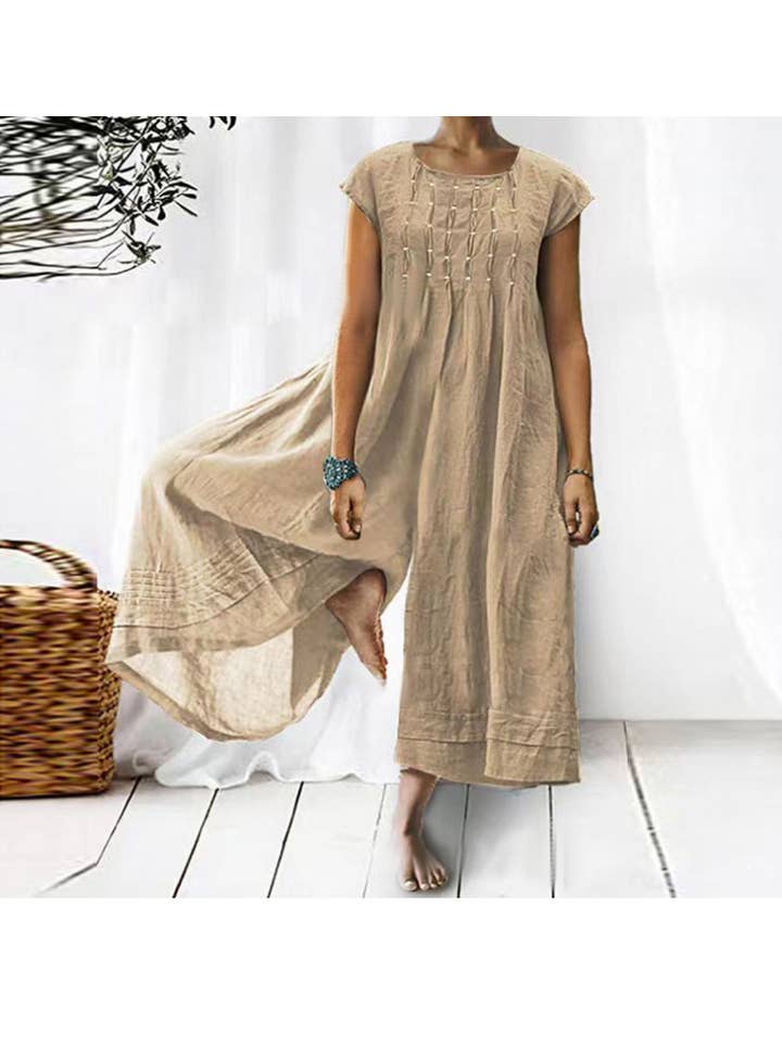 Sweetkama - Wholesale Jumpsuit - Women's - Ladies Short Sleeves Overalls Loose Daily Jumpsuit 2385