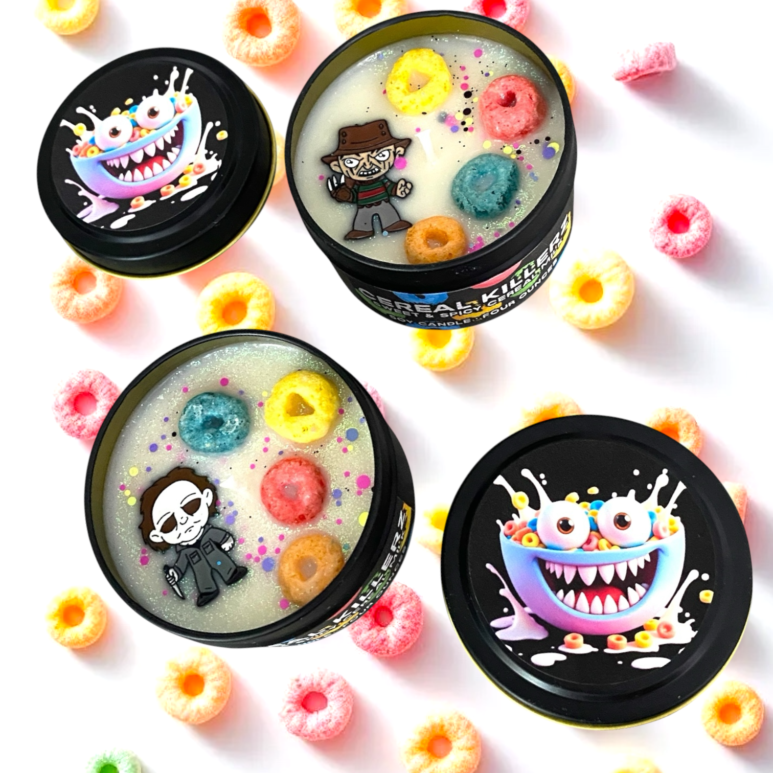 Raven’s Hearth - Vendita all'ingrosso Candela in vasetto - Candela Cereal Killerz | Profumo di Latte ai Cereali | Halloween5