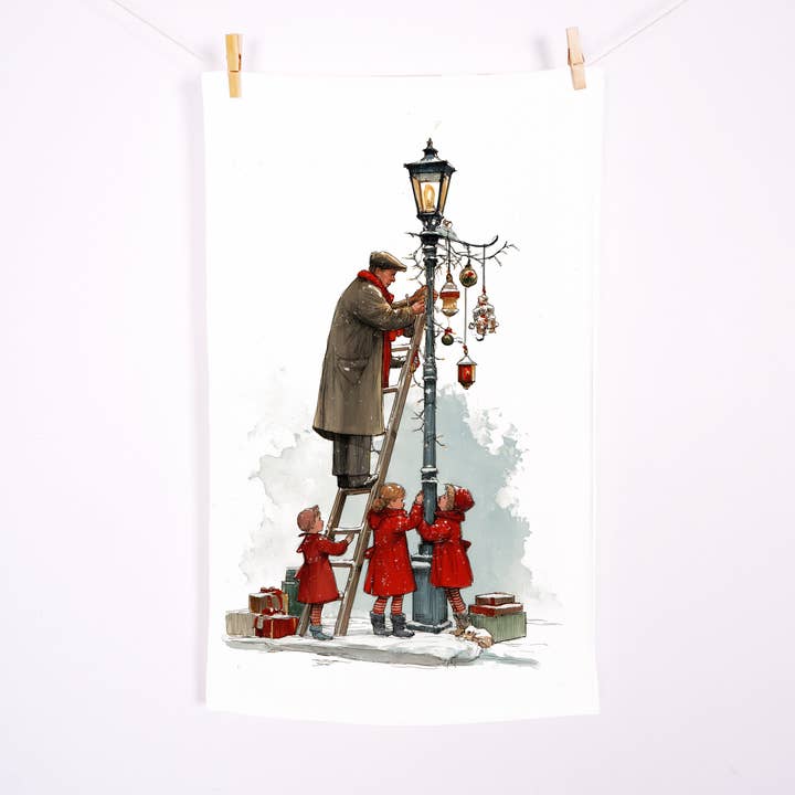 Linen Tea Towel - Nostalgic Christmas lights for wholesale by NorraVilla