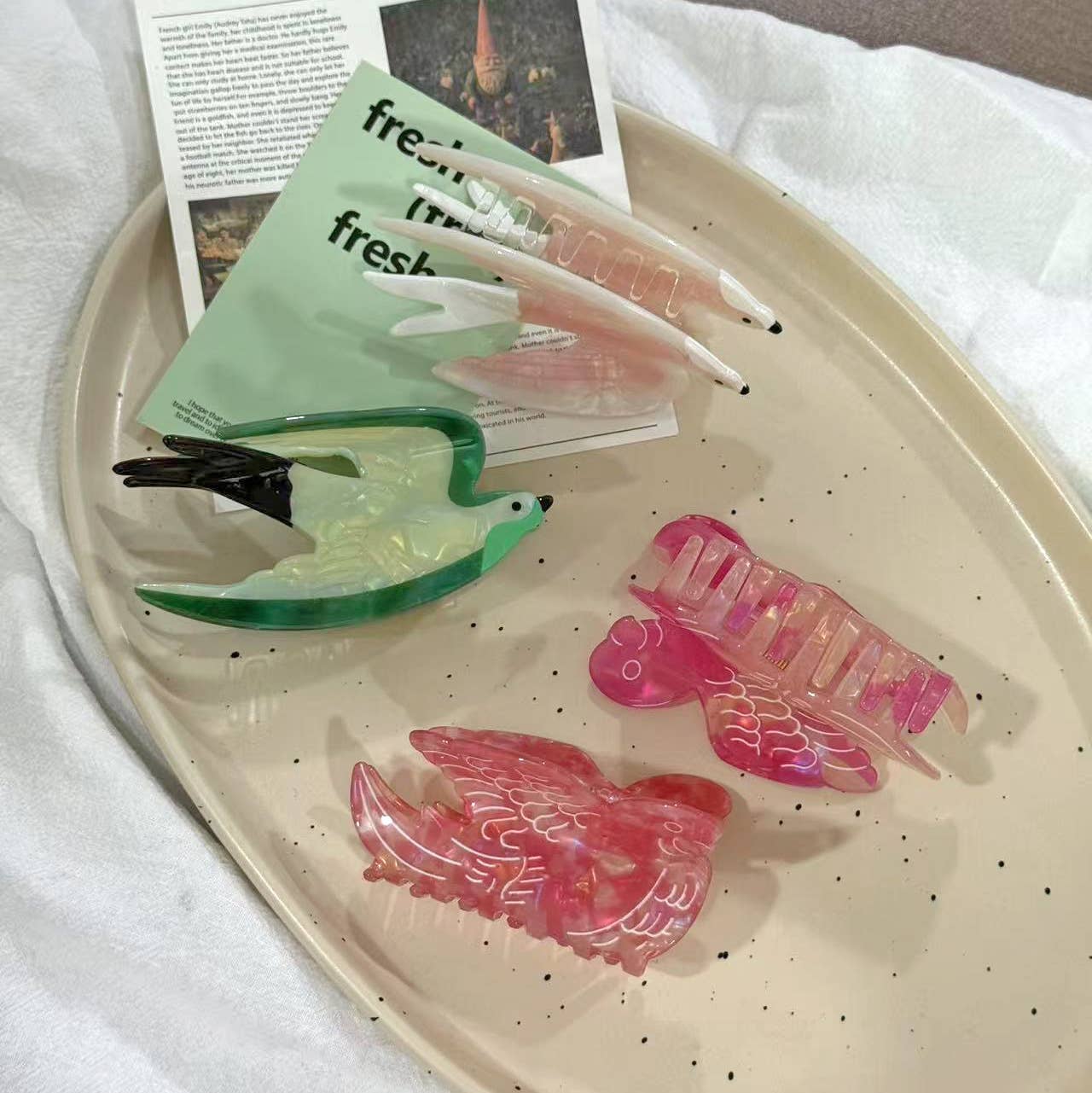 SoapElenGlen - Wholesale Hair Clip - Women's - Iridescent Swallow  - Shaped Bird Hair Claw Clips 3