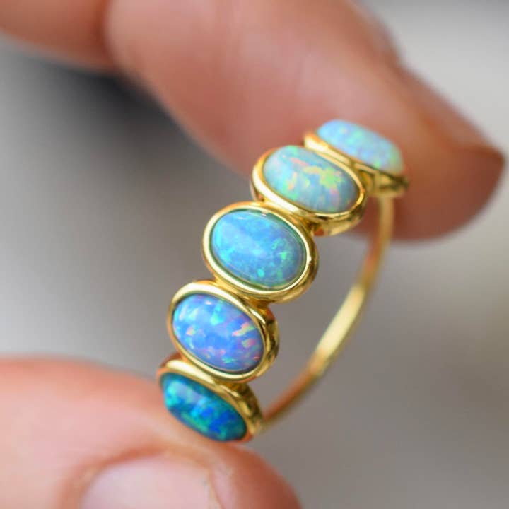La Kaiser - Vente Bague avec plusieurs pierres - Bracelet à bonbons Blue Opal Ombre3