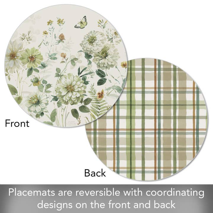 CounterArt/Highland Home/Thirstystone - Venta al por mayor Manteles individuales - Mantel individual redondo de plástico flexible y reversible de Green Fields3