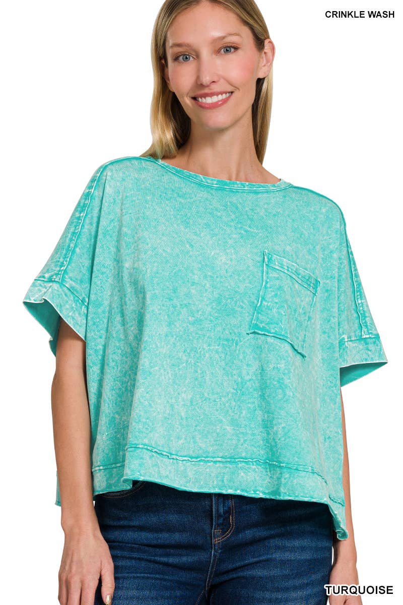 42POPS - Wholesale Knit Top - Women's - `.Washed Exposed Seam Oversized Tee28