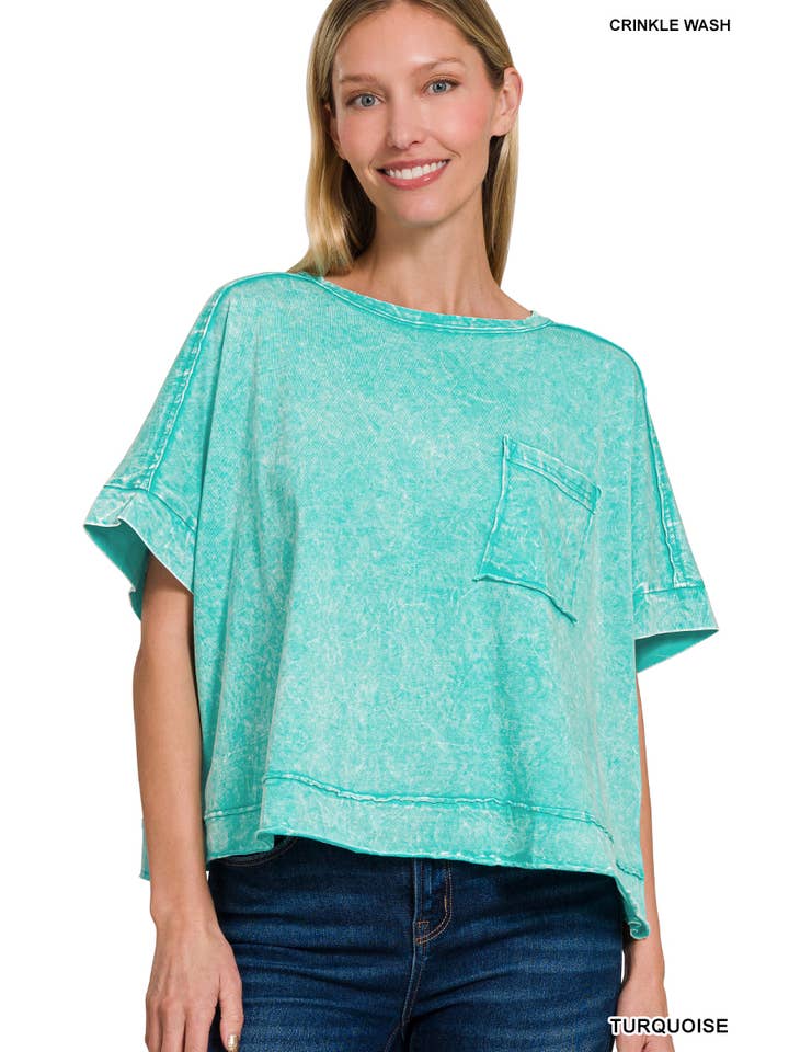 42POPS - Wholesale Knit Top - Women's - `.Washed Exposed Seam Oversized Tee28