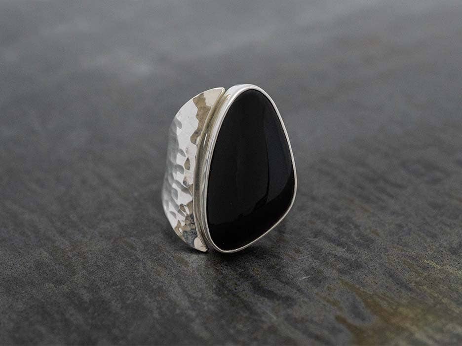 Black Media Luna Ring with Obsidian for wholesale on Faire3