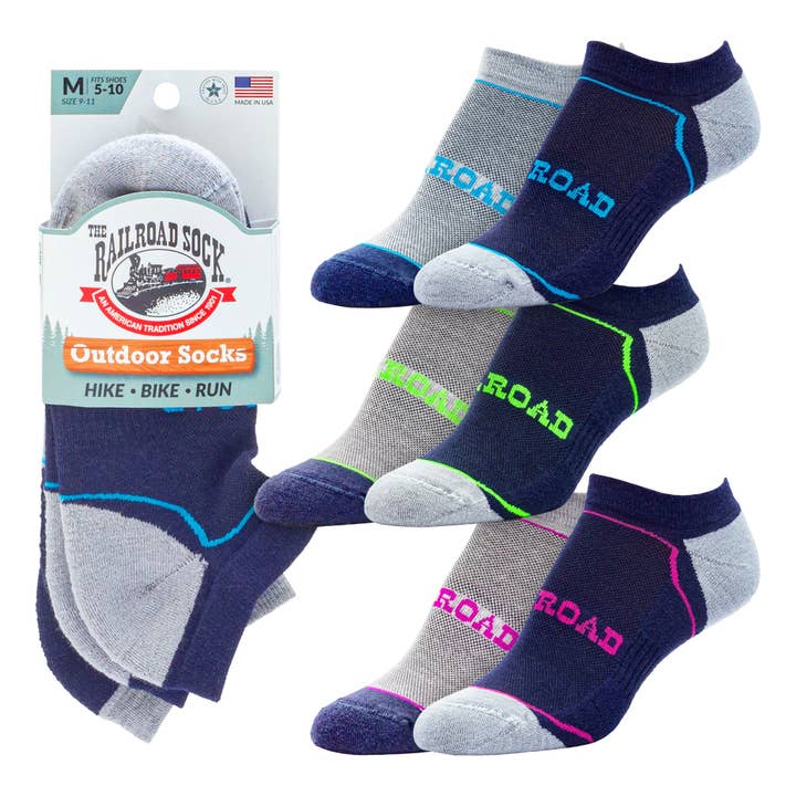 Medium Outdoor No Show Socks (2pr) for wholesale by Railroad Sock llc