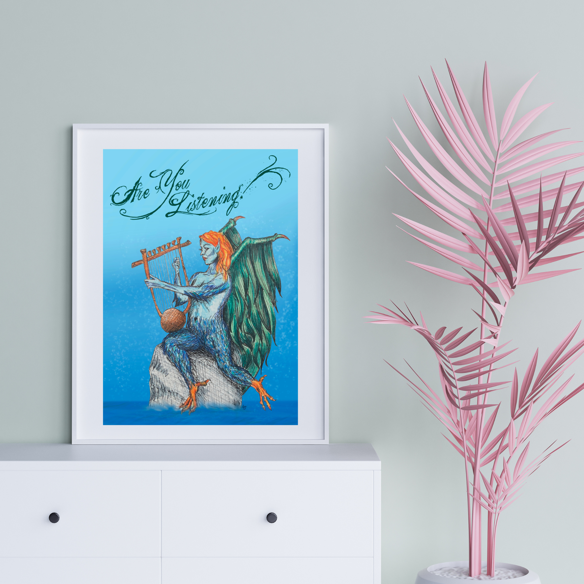 Hannah Kate Makes - Wholesale Art Print - Are You Listening? Art Print - Siren Harpy Greek Mythology10