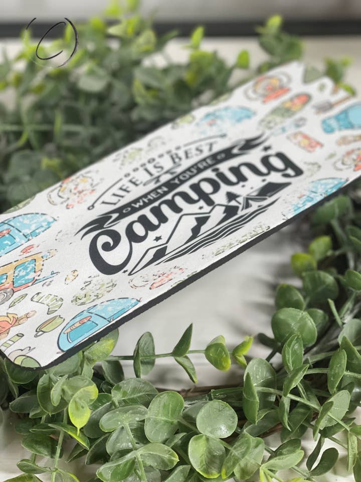 Life Is Best Camping Slap Wrap Can Cooler for wholesale by CMD Wholesale