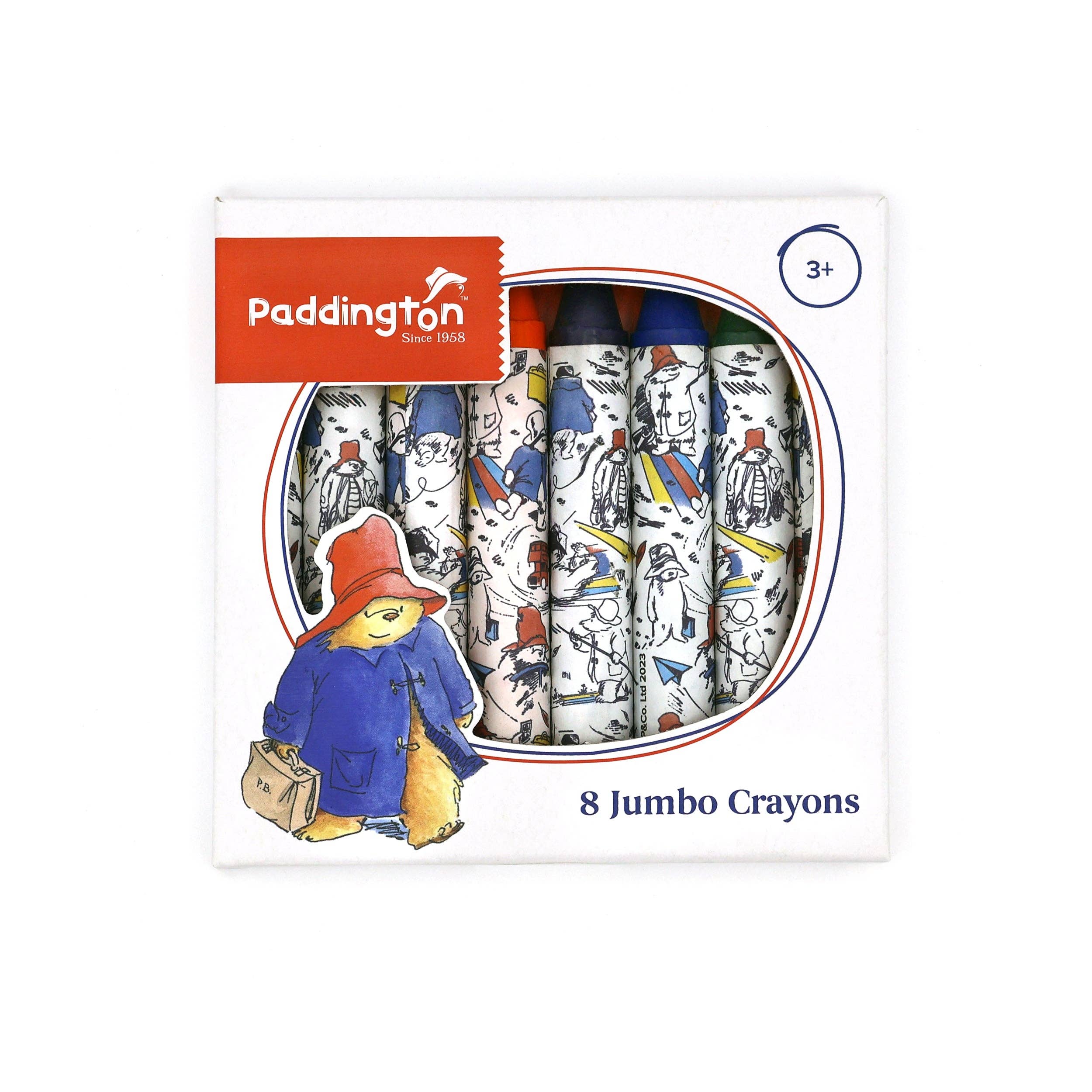 Robert Frederick Ltd - Wholesale Kleurpotloden - Kinderen en baby - Paddington Jumbo Krijtjes – Set van 8 Dikke Wasco Krijtjes voor Kinderen – Kleur- en Kunstcadeauset