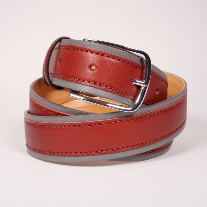 Tailorbelt - Wholesale Belt - Men's - Gray and Merlot Tuscany leather men's sports belt2