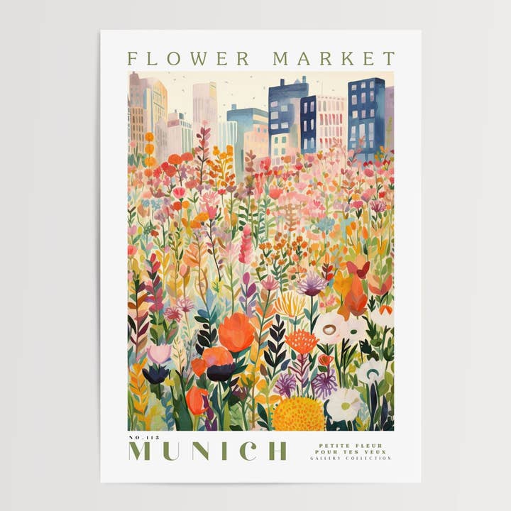 Affiche du marché aux fleurs de Munich pour la vente par Enchanted Sights