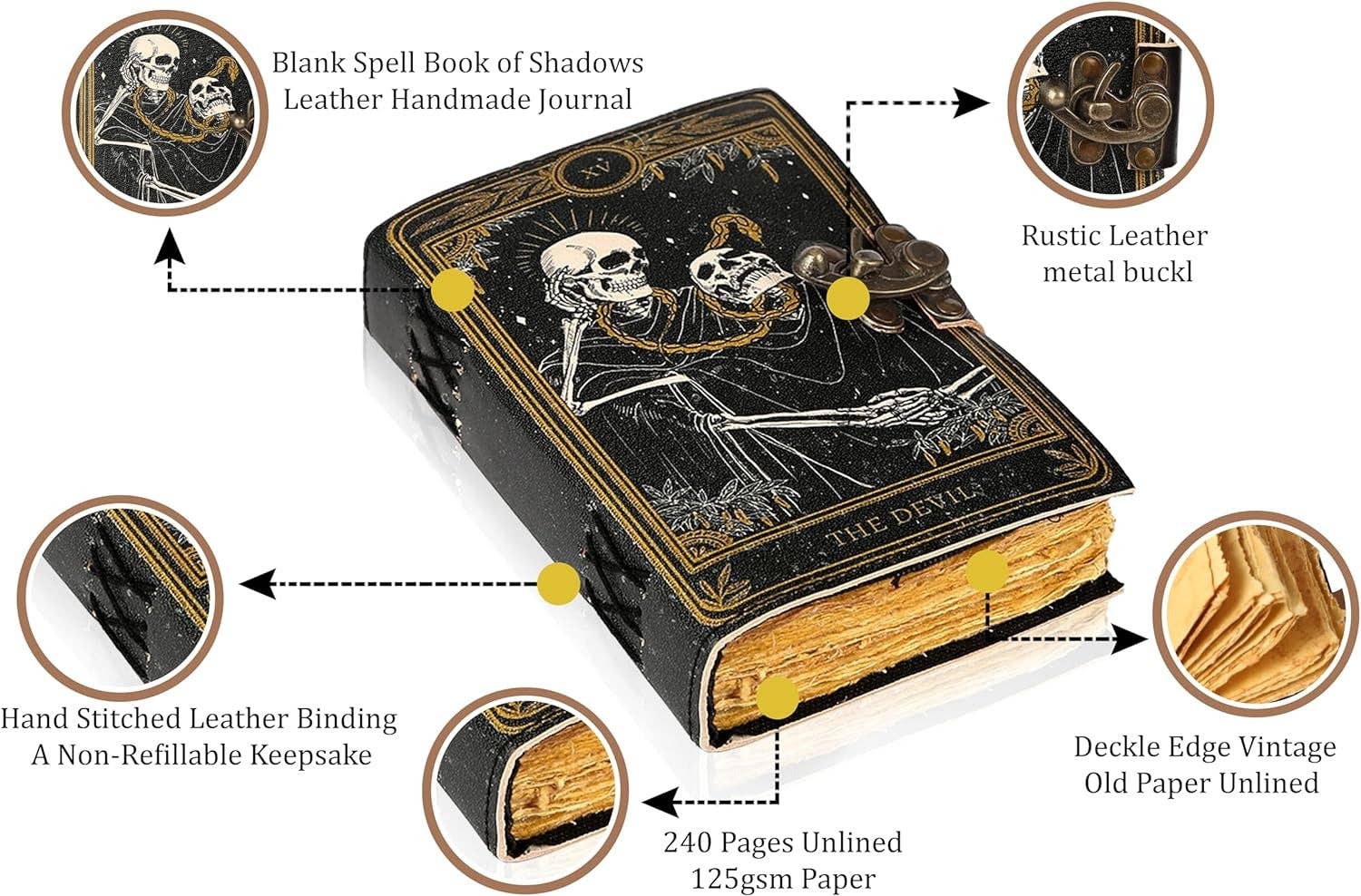 Tuzech Leather – wholesale Journal och dagbok – TUZECH läderklätt anteckningsbok med grimoirestil och ojämna kanter för män och kvinnor78