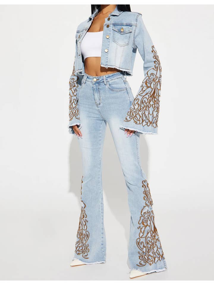 Purple Candy Jeans - Wholesale Jeans - Women's - Flare Embroidered Denim Jeans2