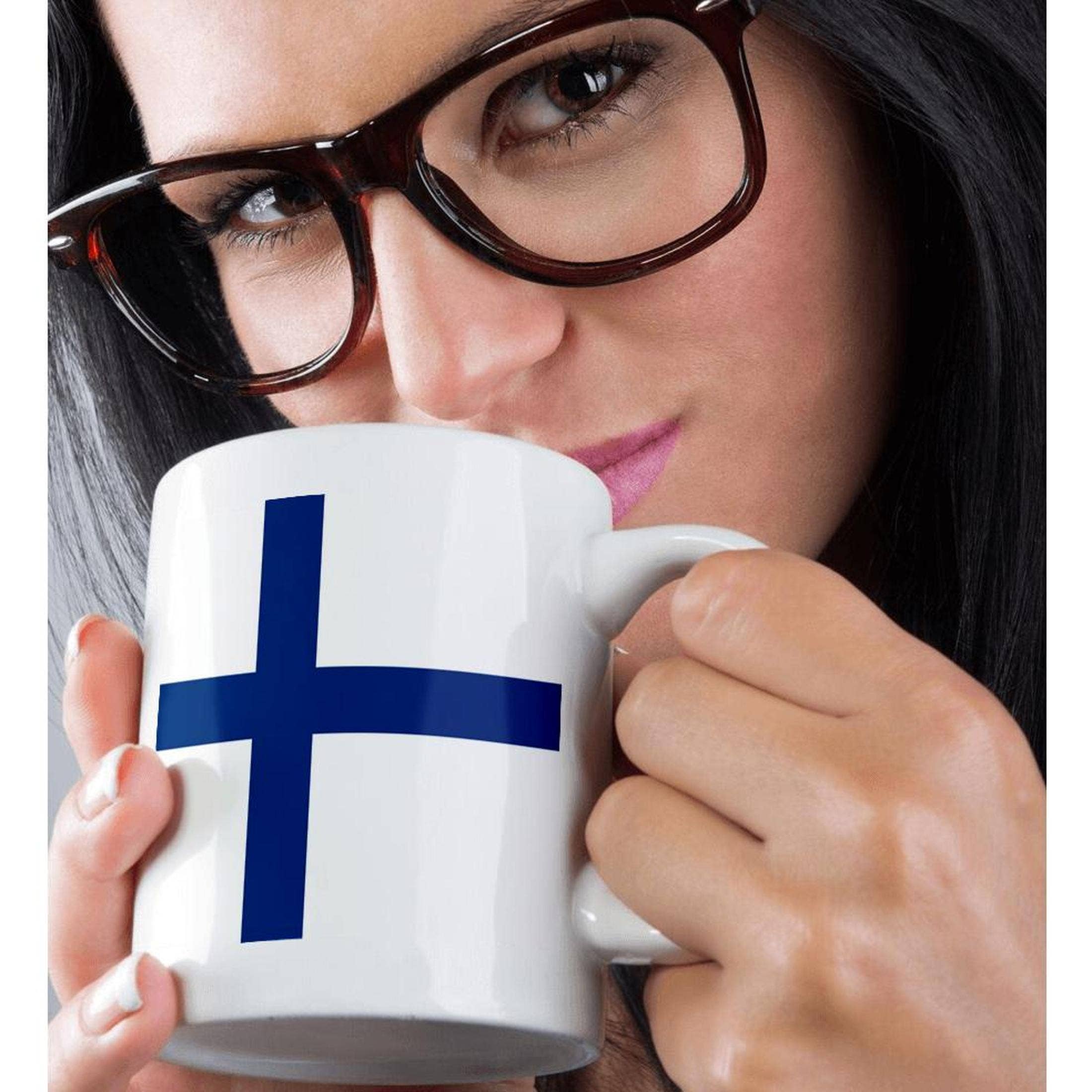 3dRose - Vente Tasse à café - 3dRose, Drapeau de la Finlande - Croix nordique bleue finlandaise sur fond blanc - Croix scandinave - Europe Scandinavie monde, Tasse8