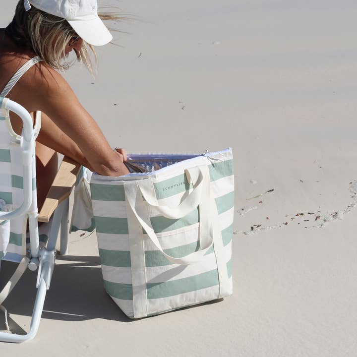 Sunnylife - Wholesale Cooler/Cooler Bag - Light Cooler Tote La Palma Sage Stripe