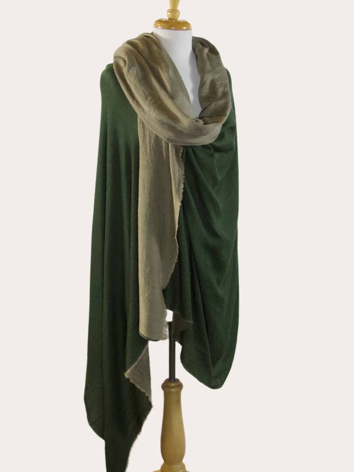 Kashmir Silk Merino Throw Blanket Scarf - Forest for wholesale by Jaipur Pink