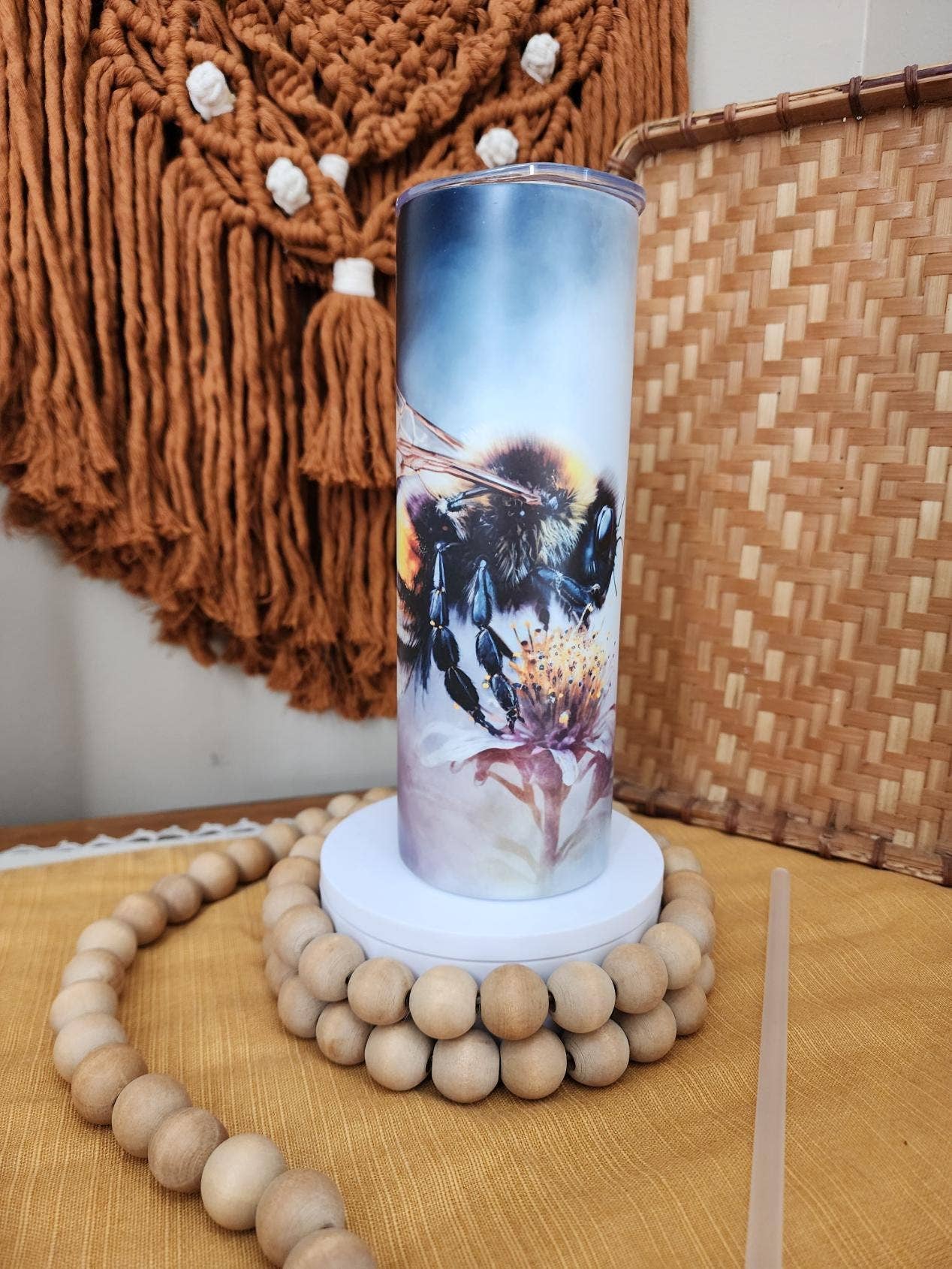 Gifts by AnnLee - Vente Gourde/bouteille isotherme - Gobelets droits en acier inoxydable de 20 oz, gobelets floraux en forme d'abeille0