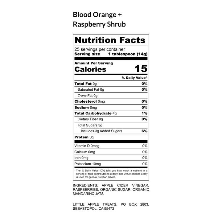 Little Apple Treats - Wholesale Cocktail Mix/Syrup - Blood Orange + Raspberry Shrub—made with fresh fruit!5