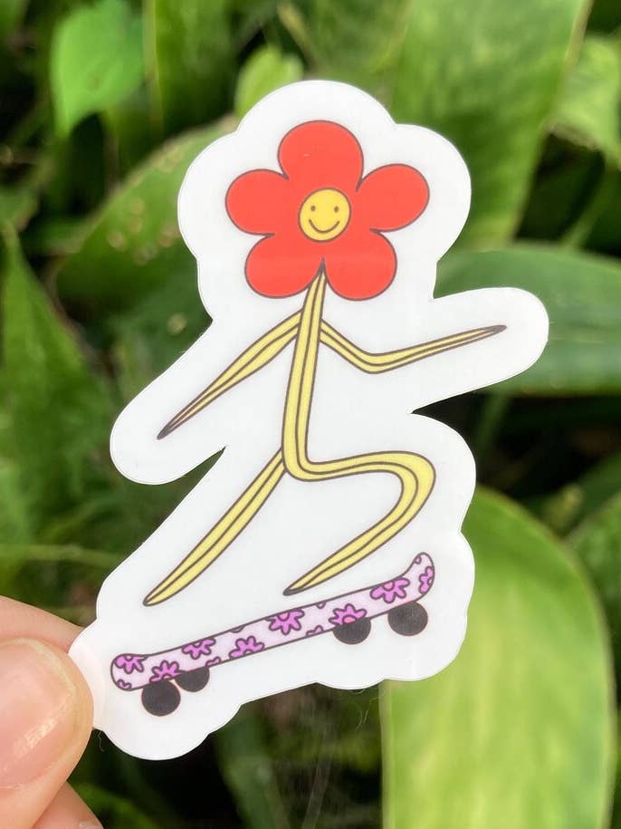 Skateboarding Daisy Waterproof Sticker for wholesale by Frankie Blue