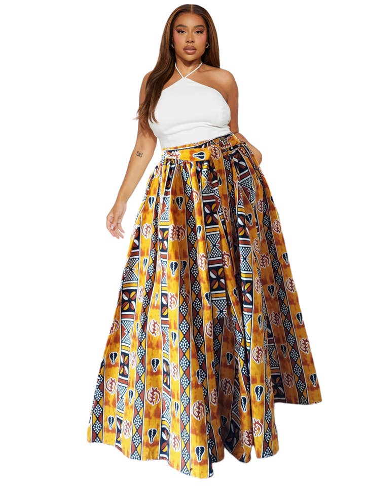7001- Women Long Maxi Skirt-Mudd for wholesale by India Batik