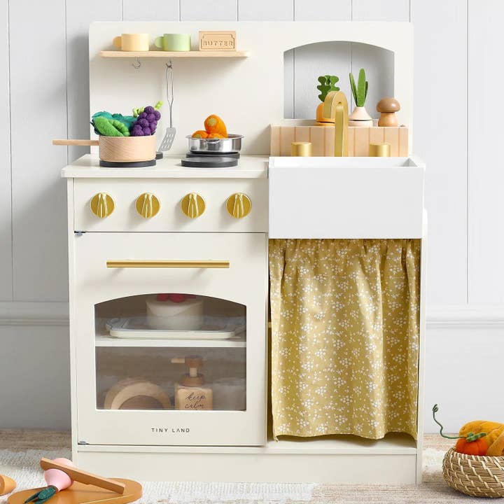 Tiny Land® Wooden Play Kitchen for Toddlers - Honey Kitchenette Pretend Cooking Set for wholesale by Michael Meredith Inc