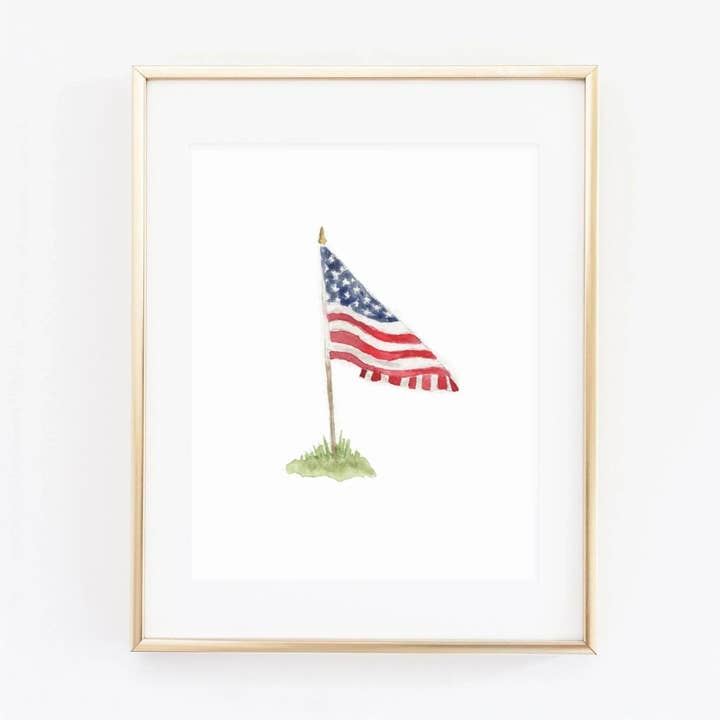 Amerikaanse vlag aquarel muurkunst print voor wholesale door emily lex studio