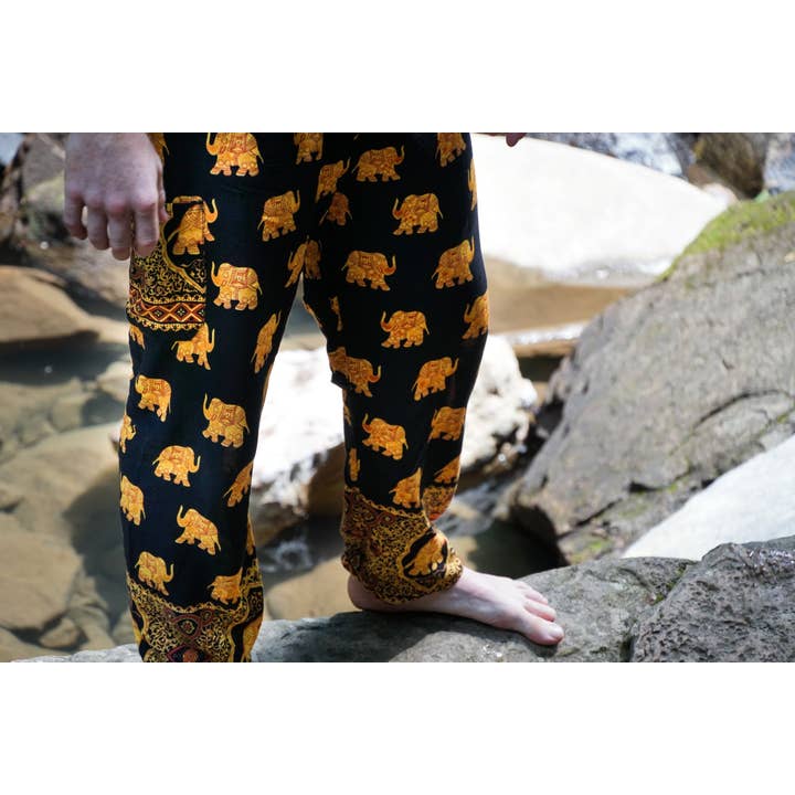 The Elephant Temple - Wholesale Pants - Women's - Golden Elephant Pants-Black2