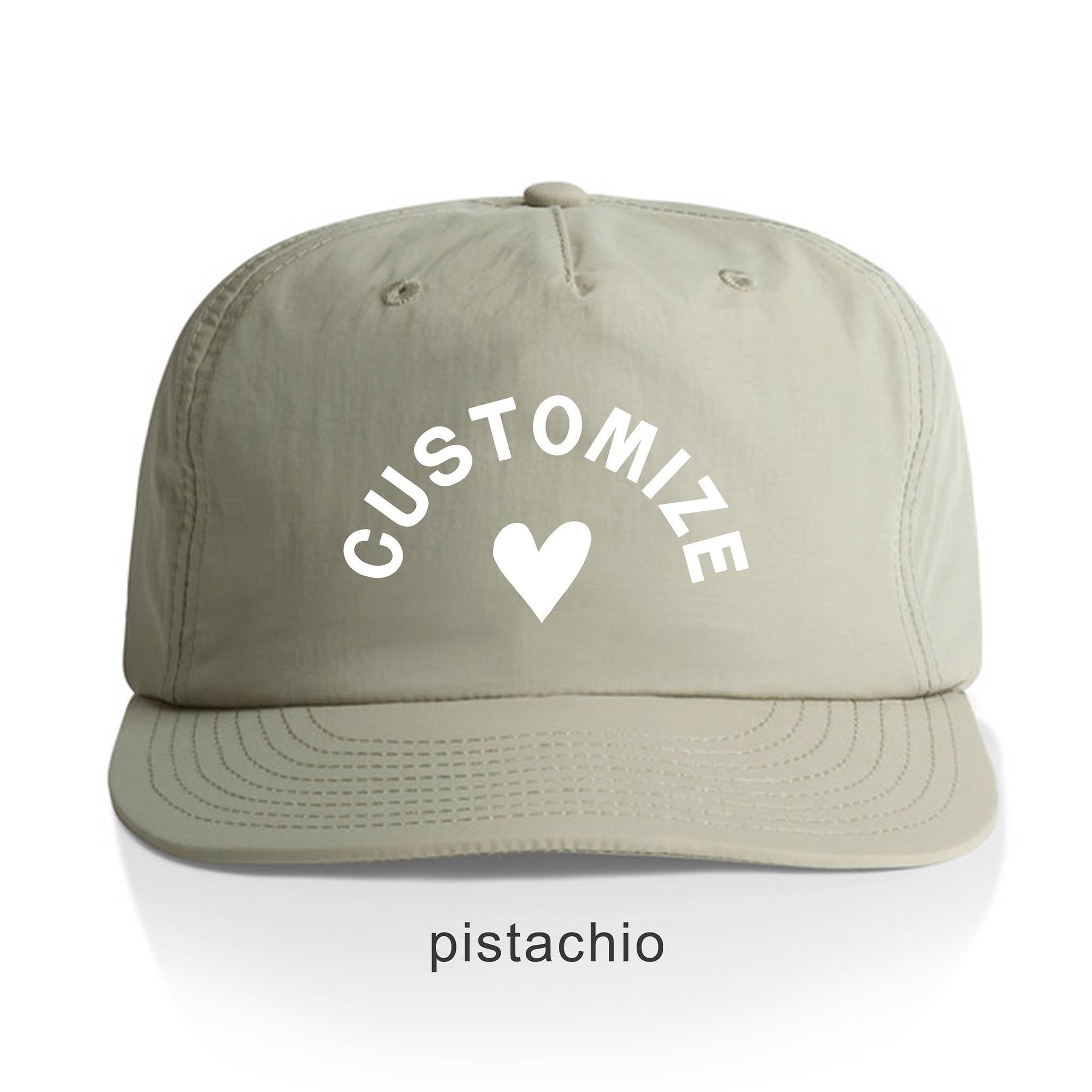 Endless August Supply Co. - Wholesale Flat Brim Cap - Unisex - Custom Heart Nylon Hat | Name Drop Hat | Recycled Nylon Hat18