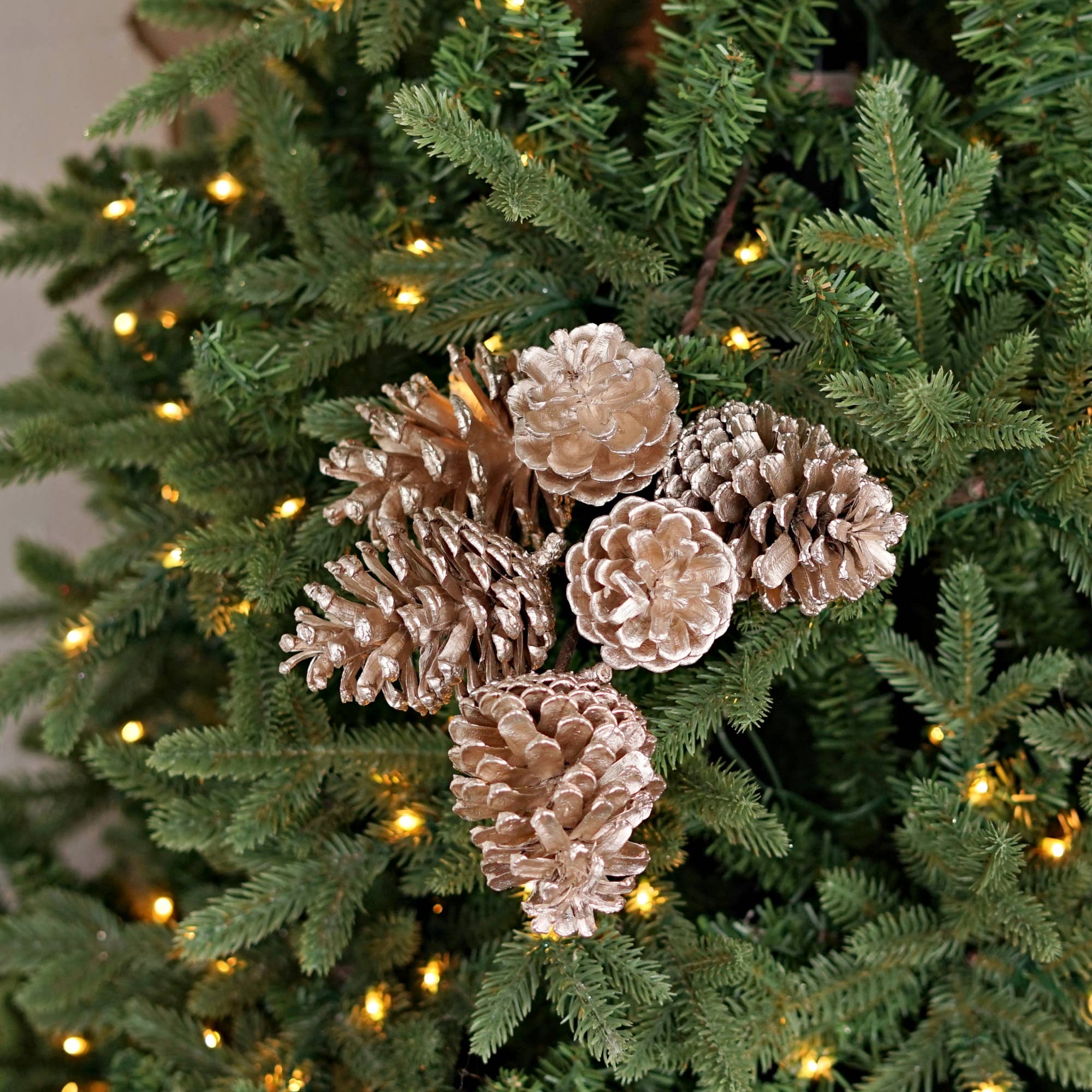 Holiday Depot Inc. - Wholesale Christmas Decoration - 570131- 14.5inL Champagne Glitter Pinecone Spray-5