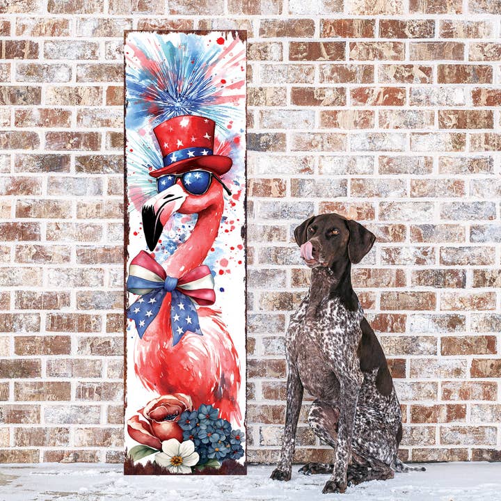 TX USA Corporation - Wholesale Outdoor Sign - Whimsical 4th of July Porch Sign - Patriotic Flamingo & Fireworks Decor5