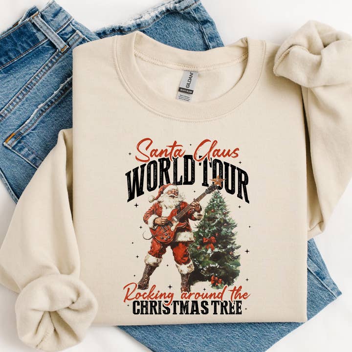 Santa World Tour Graphic Tee/Crewneck for wholesale by Willow Poppy