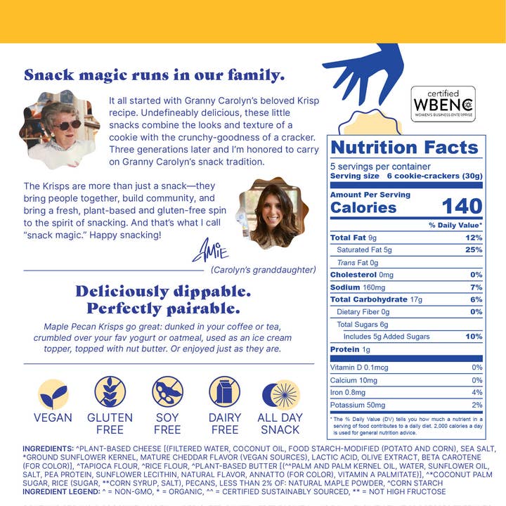 Carolyn's Krisps - Wholesale Cookie - Maple Pecan Krisps - Gluten-free, vegan1