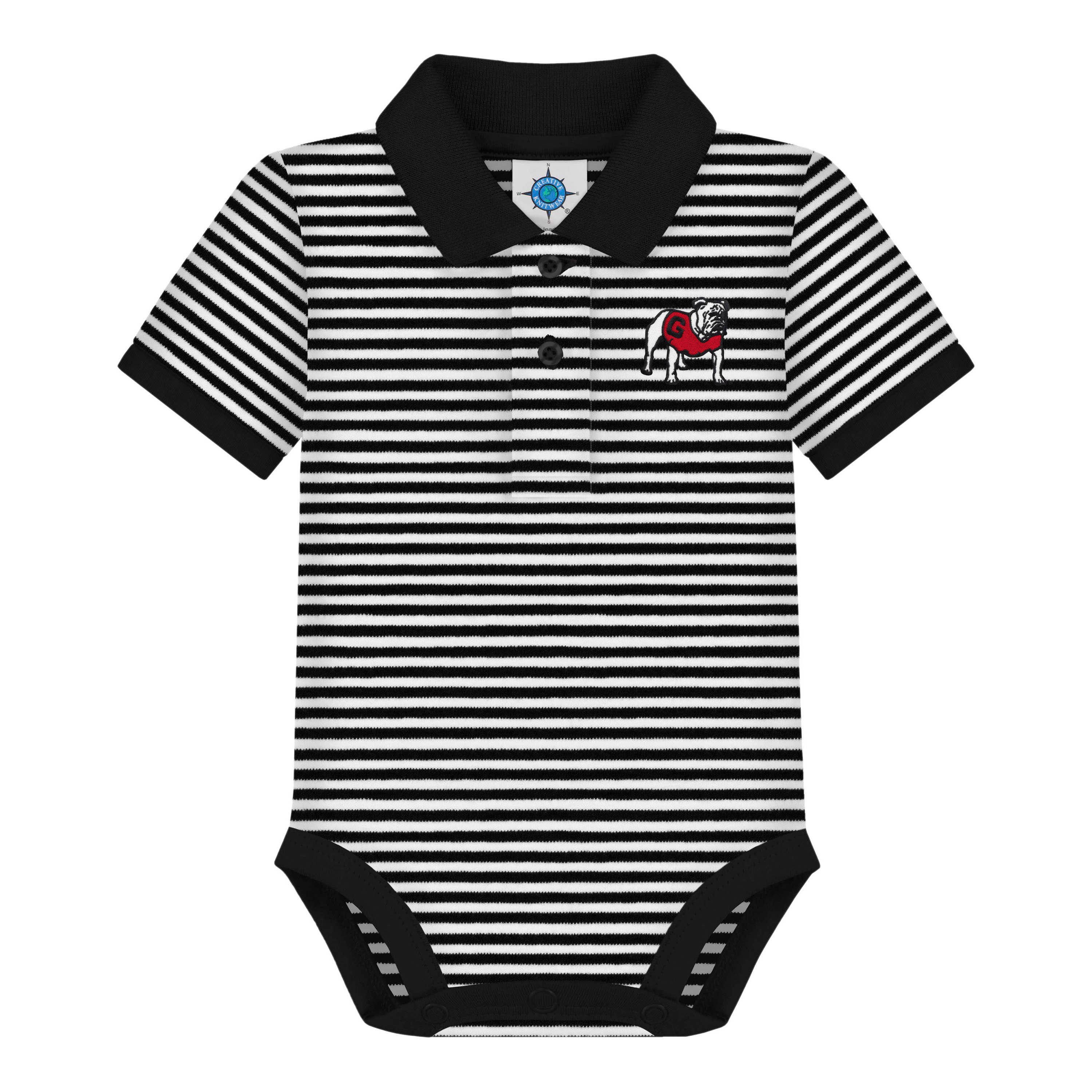 Creative Knitwear - Wholesale Bodysuit (Non-Footed) - Baby - Georgia Bulldogs Striped Infant Polo Bodysuit 3