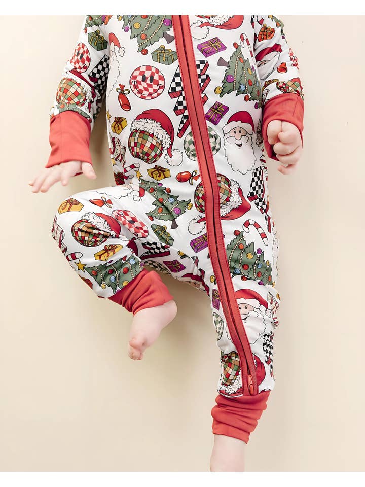 Lucky Panda Kids - Wholesale Jumpsuit - Baby - Bamboo Baby Clothing Zip Romper | Retro Christmas6