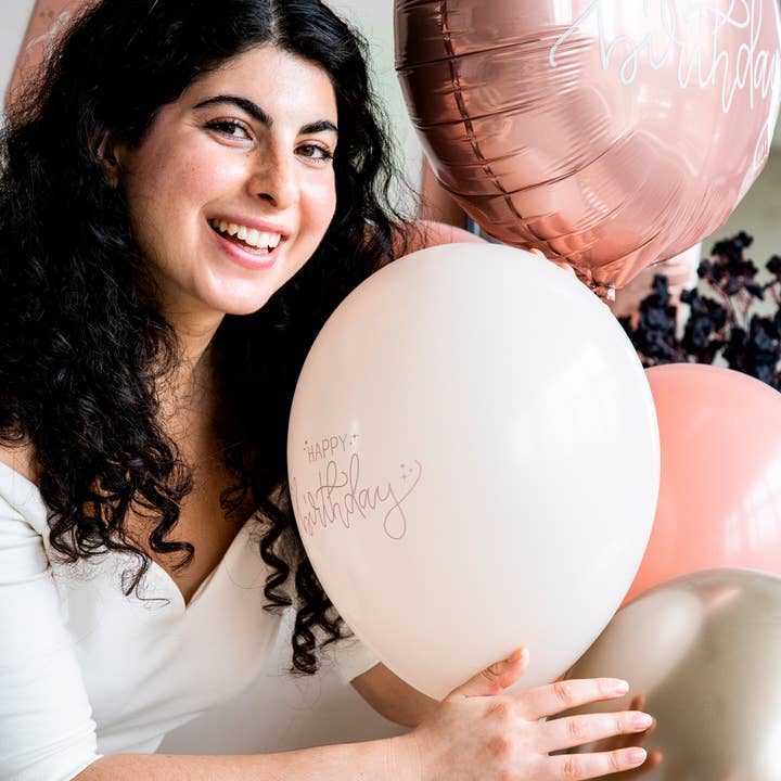 Folat BV - Wholesale Balloon - Foil Balloon - "Happy Birthday" - Crème Rose - 45 cm3