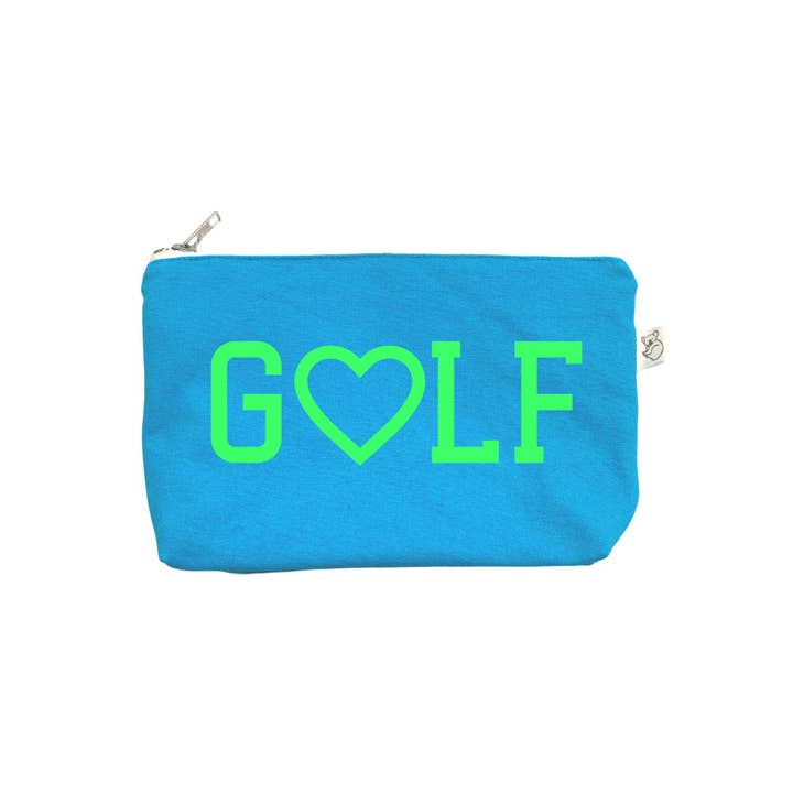 Trousse de maquillage LOVE GOLF - Aqua & Vert Néon pour la vente par Quilted Koala