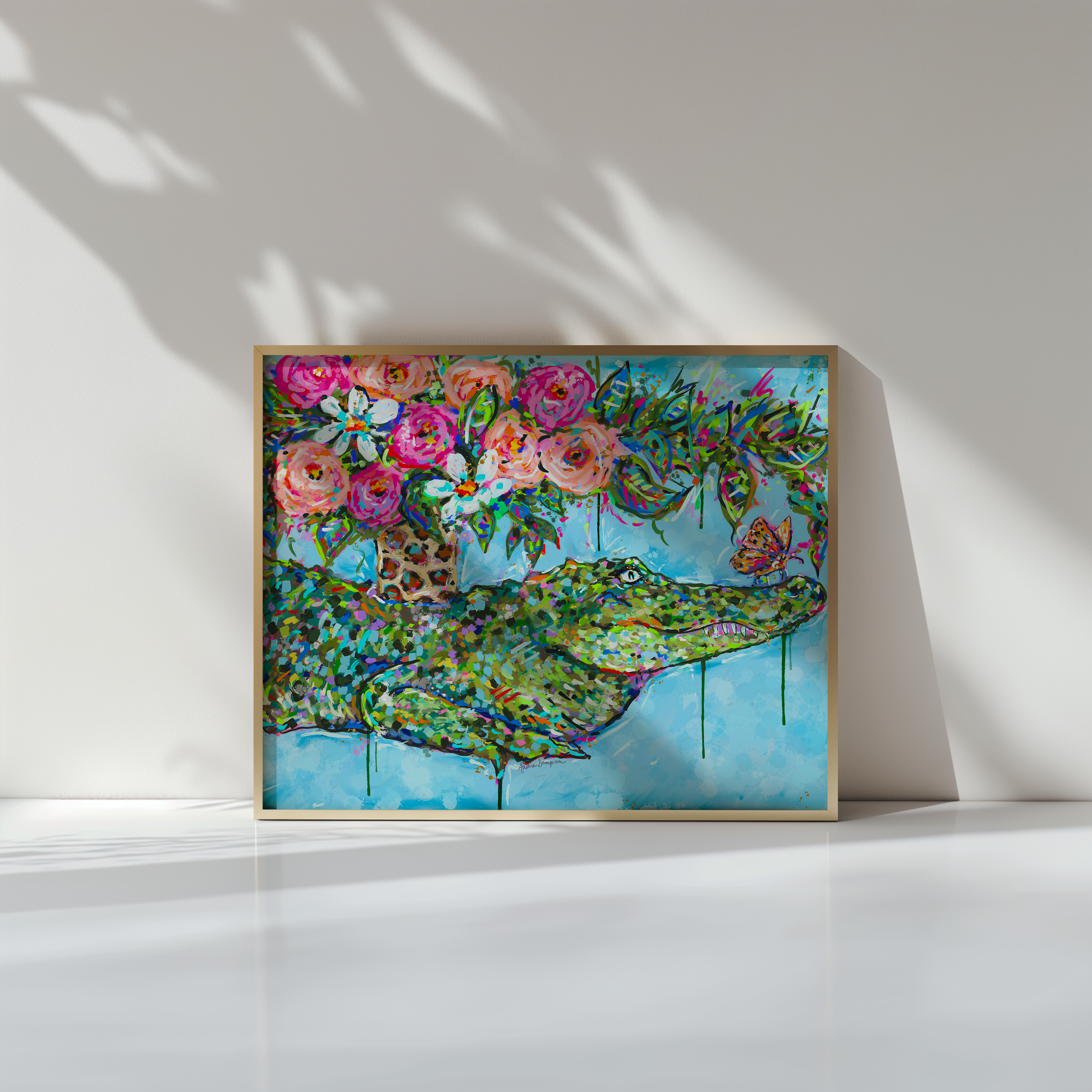 Audra Style - Wholesale Art Print - Alligator Art Print, Bathroom Art, Maximalist Art, Dopamine Decor, Trendy Colorful Wall Poster1