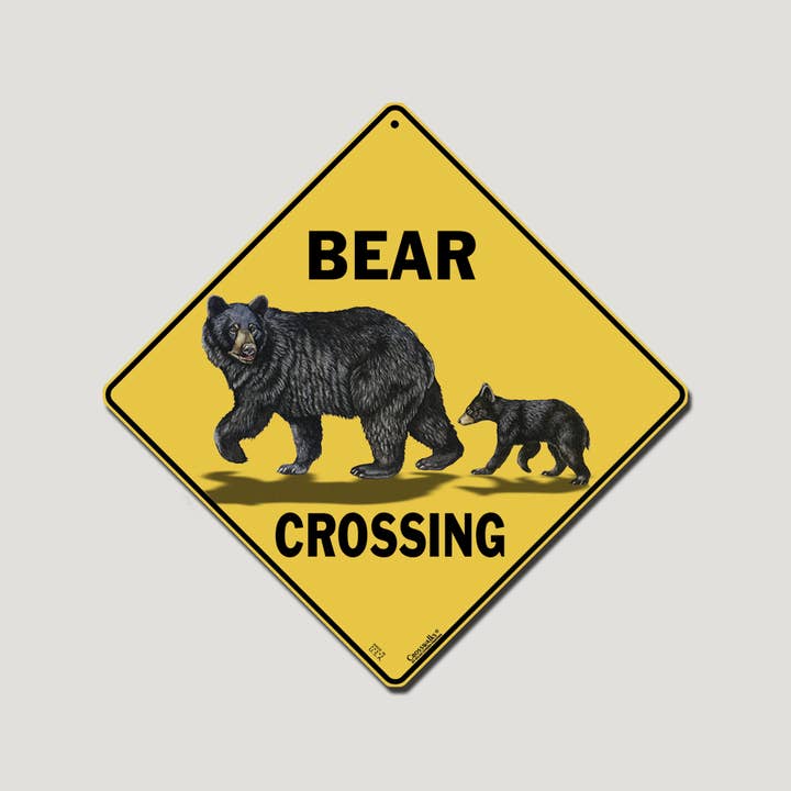Targa in alluminio Bear Family Crossing 30,5 x 30,5 cm per la vendita all'ingrosso da parte di Atlas Screen Printing