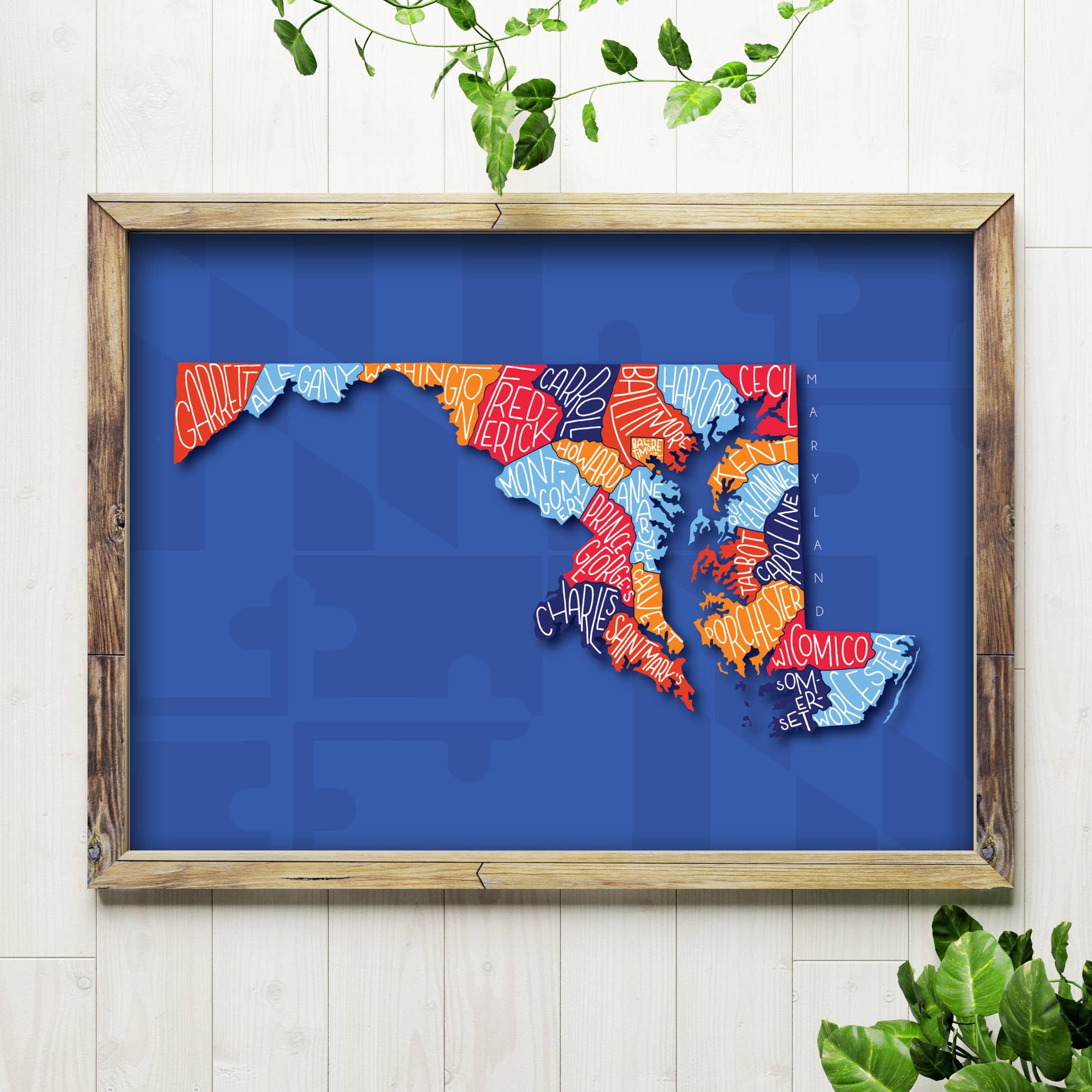 Billie Claire Illustration (Handmade) - Wholesale Art Print - Maryland Counties - 8x10 Art Print0