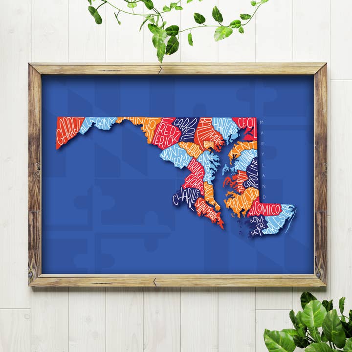 Billie Claire Illustration (Handmade) - Wholesale Art Print - Maryland Counties - 8x10 Art Print