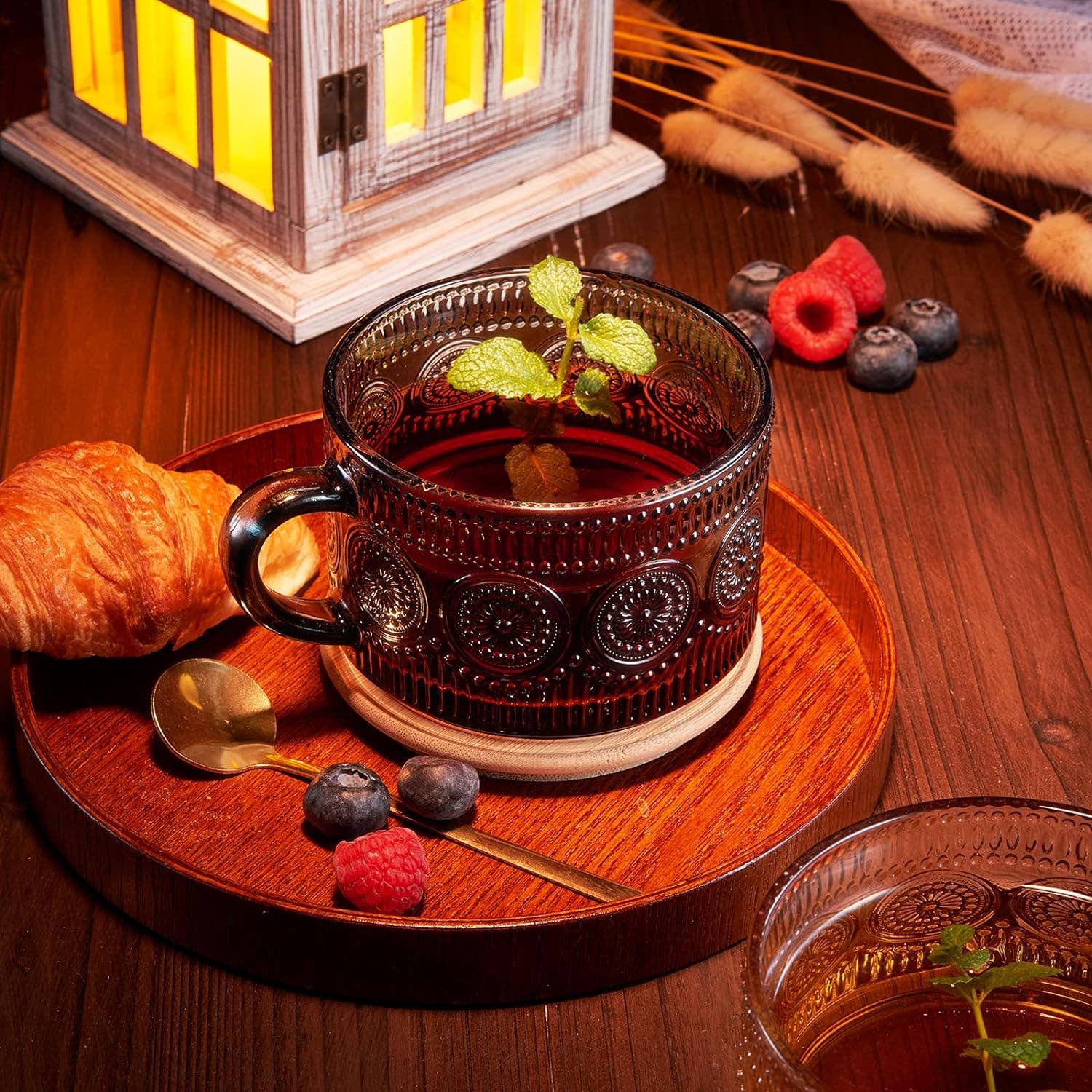 The Wine Savant /  Khen Glassware - Venta al por mayor Taza - Juego de tazas de café vintage de colores apagados | Juego de 6 | 15 oz4