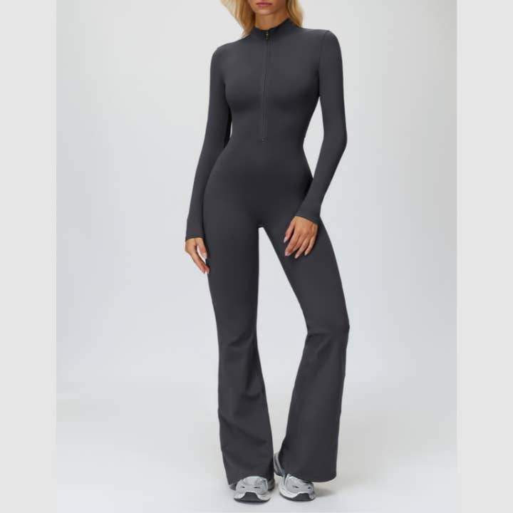 WONDERXFANS – wholesale Unitard – Women′s – Stand-up collar+half-zip sports jumpsuit9