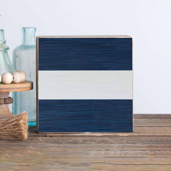 Decorative Wooden Block Nautical Flag Letter J for wholesale by Rustic Marlin