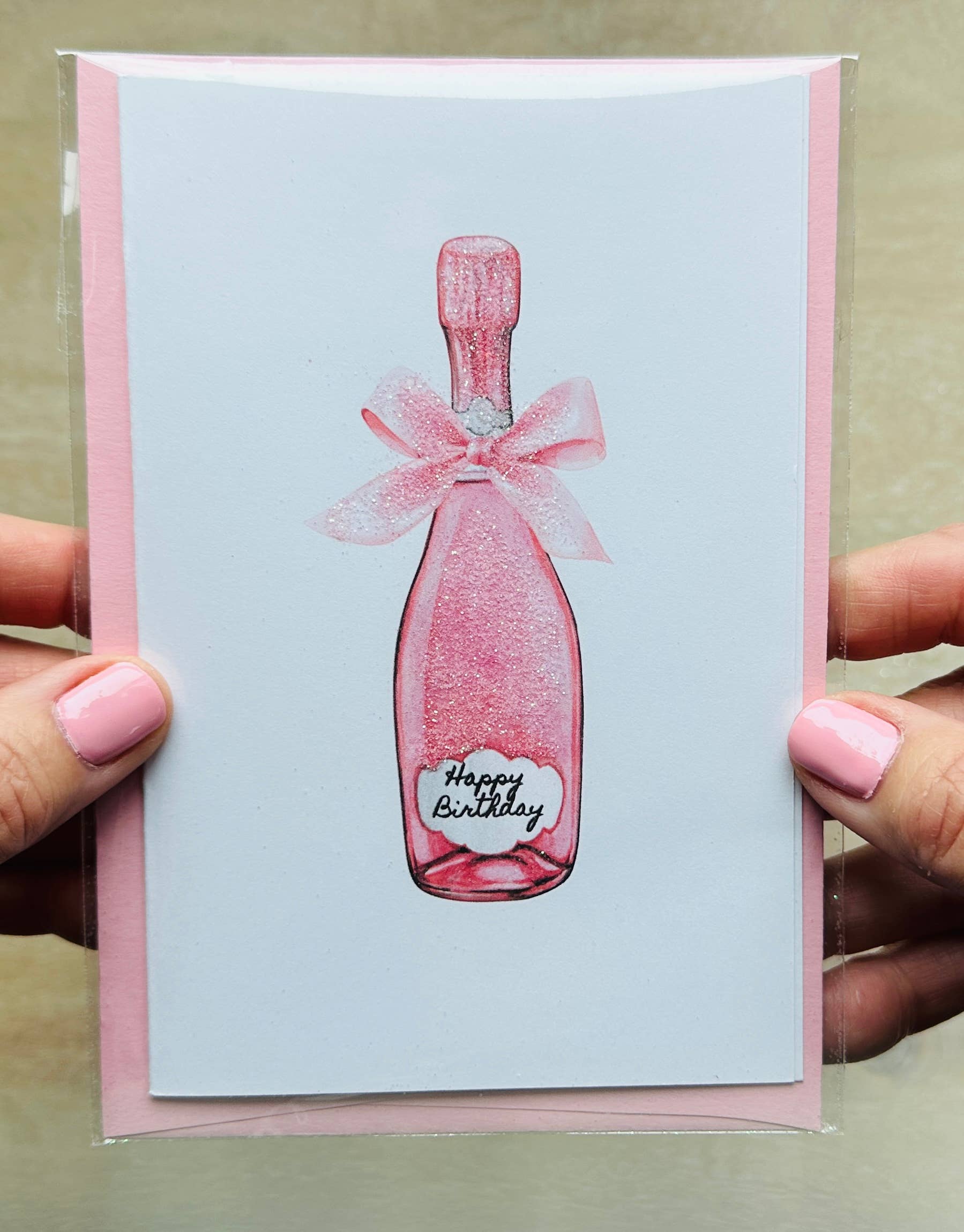 I Hart Pink Cards - Wholesale Birthday Card - Happy Birthday Bottle1