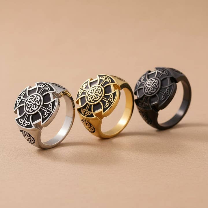 Nordic Viking Triangle Knot Gold Ring for wholesale by elasisters