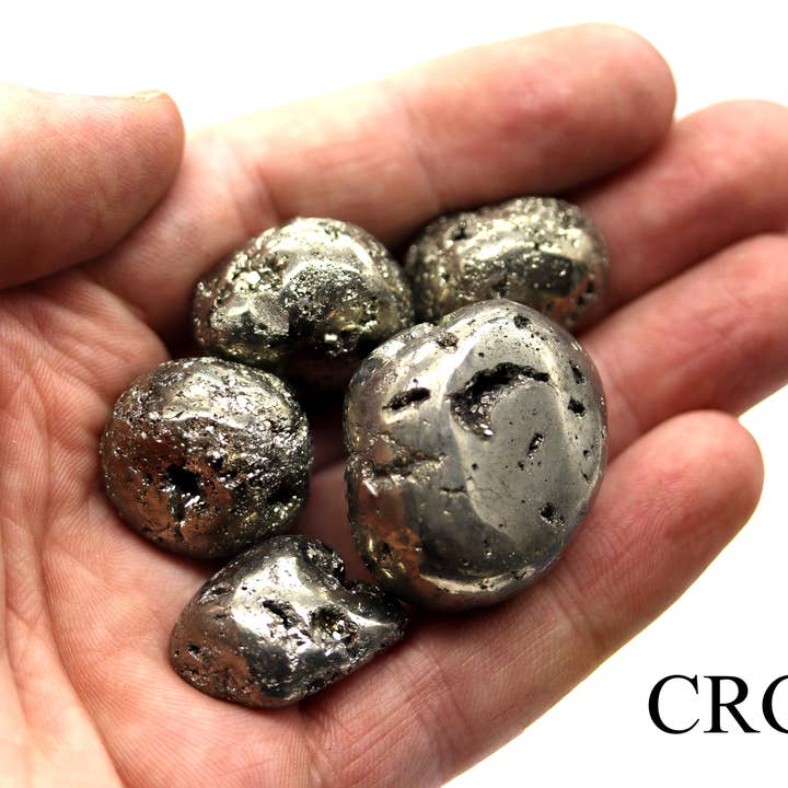 Crystal River Gems LLC - Wholesale Spiritual Stone/Crystal - 8 OZ LOT - Peru Iron Pyrite Tumbled / 25-35 MM AVG