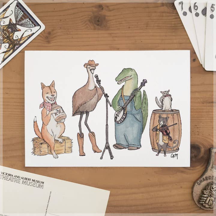 Matilda and the Outback Boys - A5 Art Print for wholesale by Erlenmeyer Art