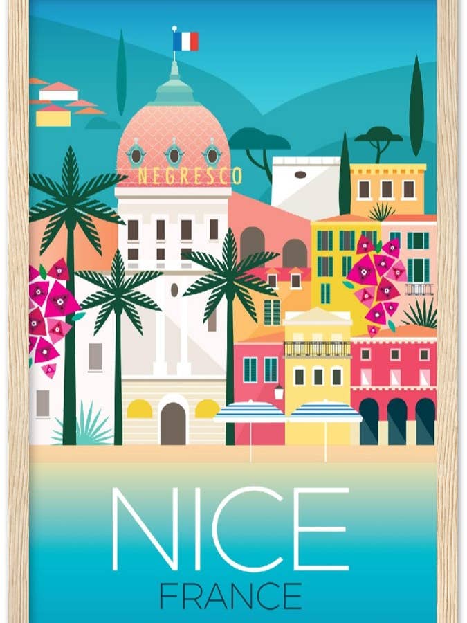 Nice, Frankrijk Premium Mat Papier Houten Ingelijste Poster voor wholesale door Max & Oscar