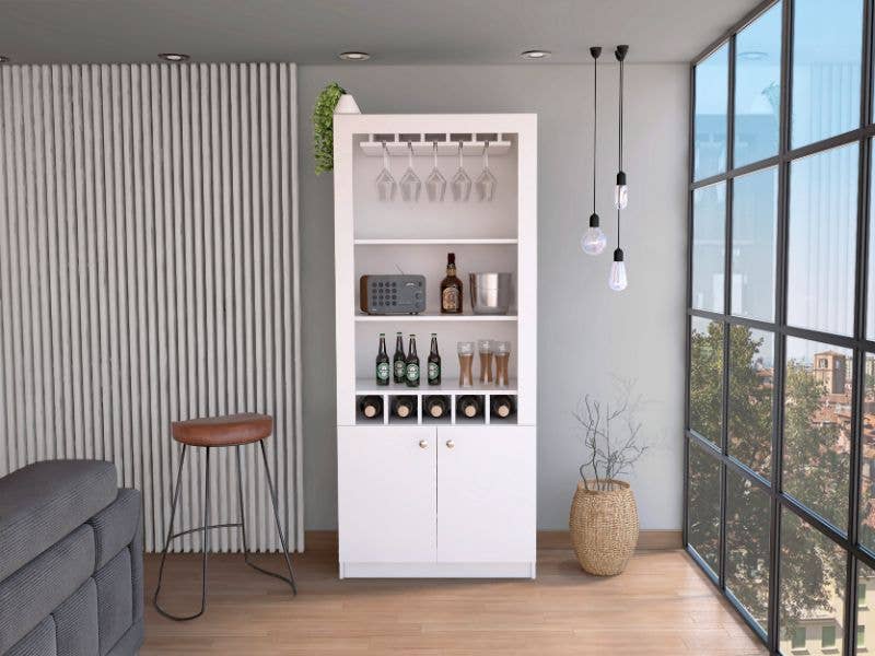 TUHOME FURNITURE - Wholesale Cabinet - Montenegro Bar Cabinet, Double Door Cabinet, Five Cubbies4