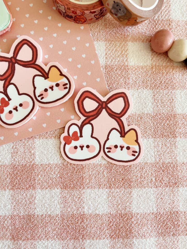Cherry Ribbon Sticker for wholesale by Cherry Rabbit